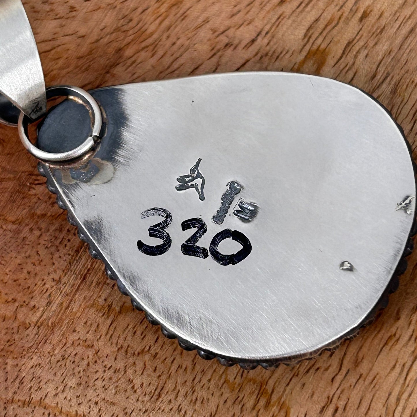 Navajo Sterling Wild Horse Teardrop Pendant - Stamped - Turquoise Sunset!