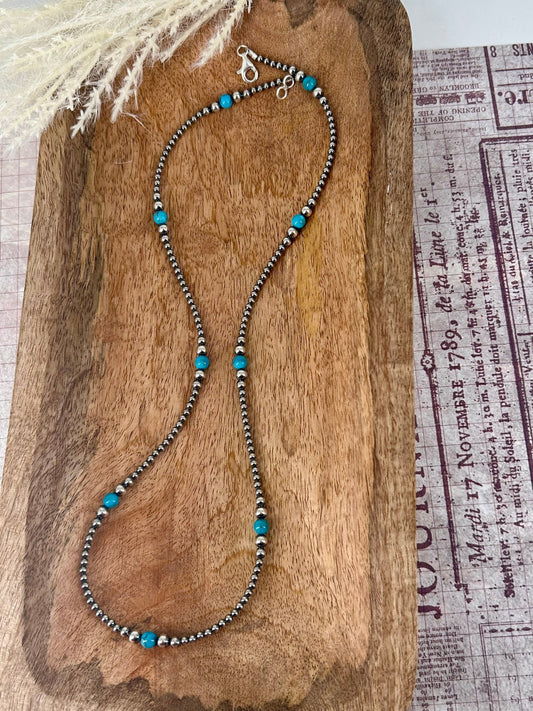 Sterling & Kingman Turquoise 24" Necklace 3mm - 6mm - Turquoise Sunset!