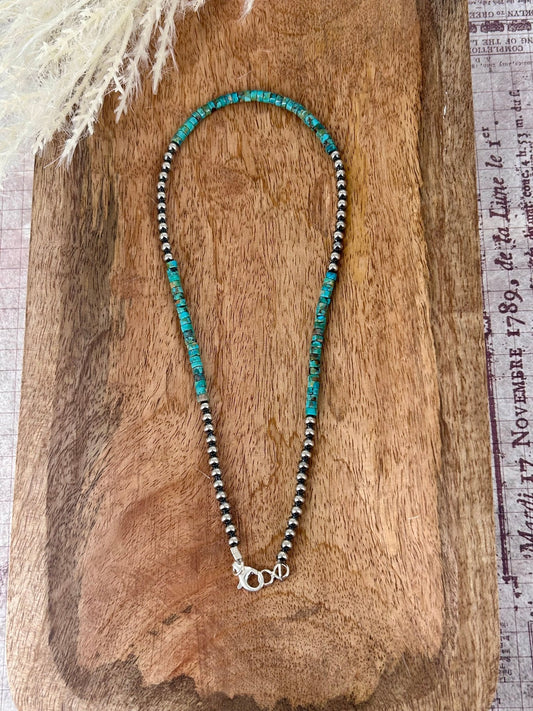 Sterling & Kingman Turquoise 4mm Heishi 16" Necklace - Turquoise Sunset!