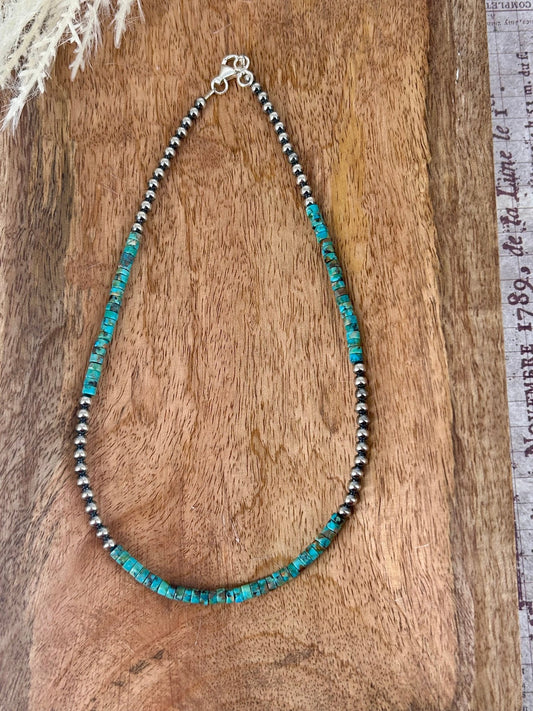 Sterling & Kingman Turquoise 4mm Heishi 16" Necklace - Turquoise Sunset!
