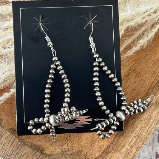 Sterling Pearls Bow Shaped Dangle Earrings - Stamped - Turquoise Sunset!