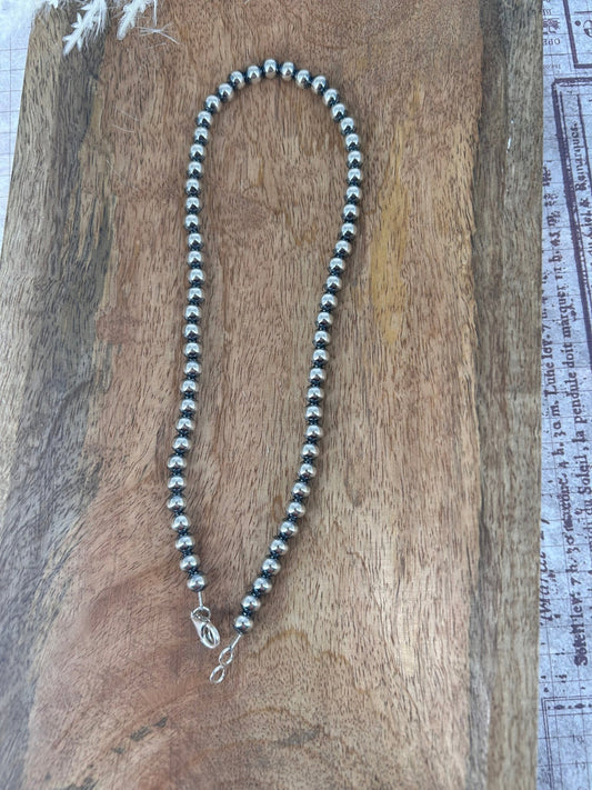 Sterling Pearls 16" Necklace 6mm Hand Strung - Turquoise Sunset!