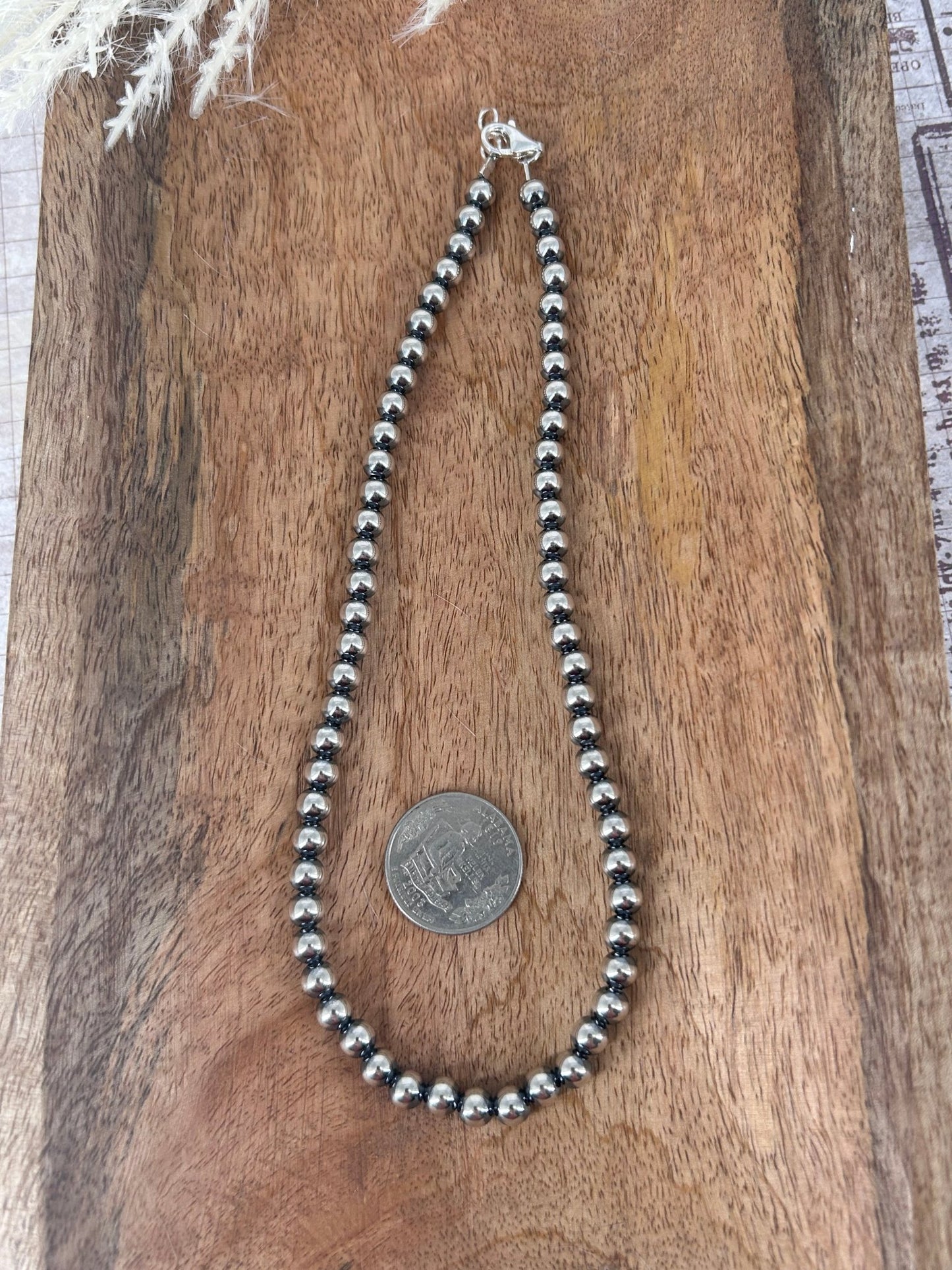 Sterling Pearls 16" Necklace 6mm Hand Strung - Turquoise Sunset!