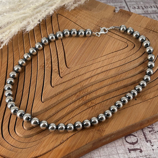 Sterling Pearls 16" Necklace 8mm Hand Strung - Turquoise Sunset!