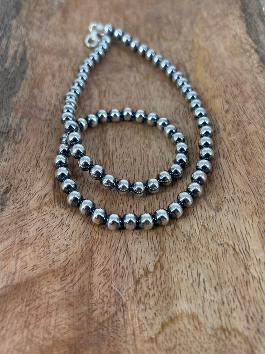 Sterling Pearls 18" Necklace 6mm Hand Strung - Turquoise Sunset!