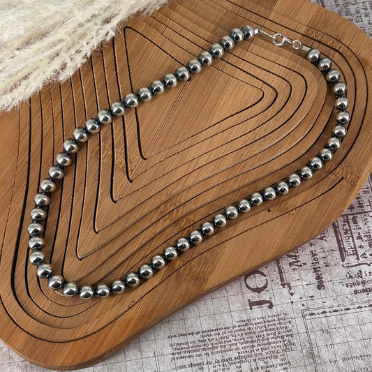 Sterling Pearls 18" Necklace 8mm Hand Strung - Turquoise Sunset!