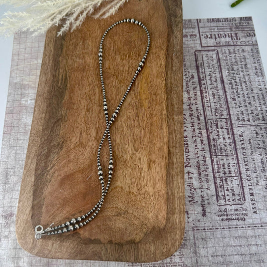 Sterling Pearls 24" Necklace 3mm - 6mm Transition Hand Strung - Turquoise Sunset!