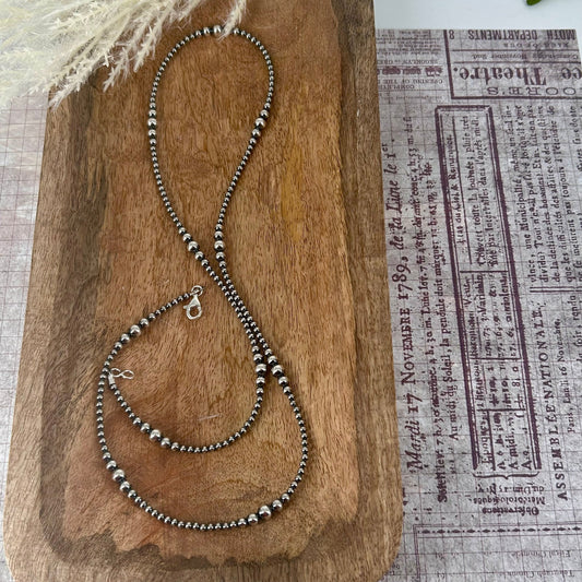 Sterling Pearls 30" Necklace 3mm - 6mm Transition Hand Strung - Turquoise Sunset!