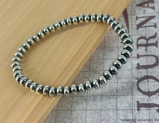 Sterling Pearls 7" Stretch Bracelet 6mm Rondelle Hand Strung - Turquoise Sunset!