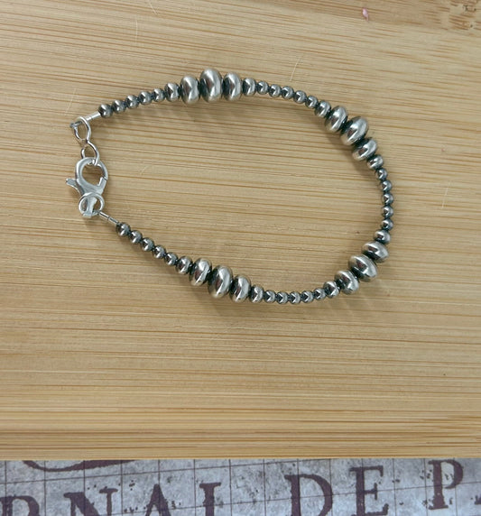 Sterling Pearls 7.5" Bracelet 3 - 8mm Rondelle Hand Strung - Turquoise Sunset!