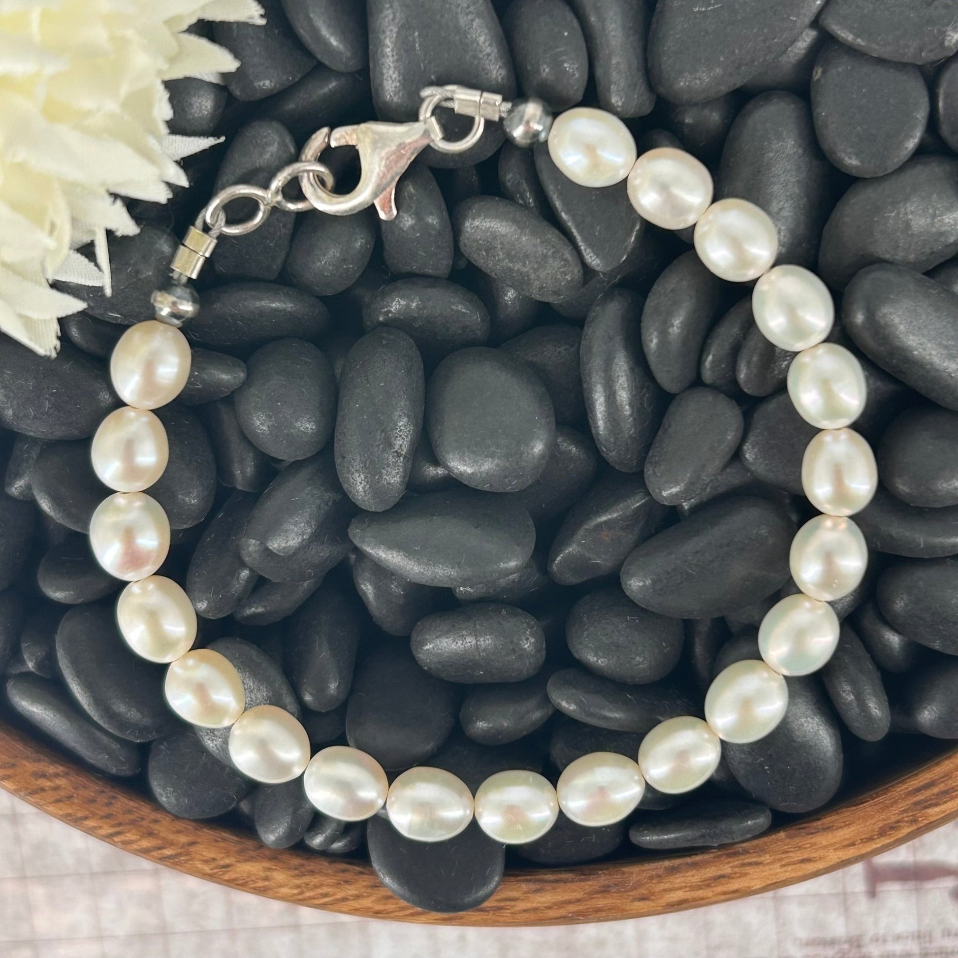 Freshwater Pearls Bracelet 6mm Hand Strung 6.5" - Bracelets - Turquoise Sunset!