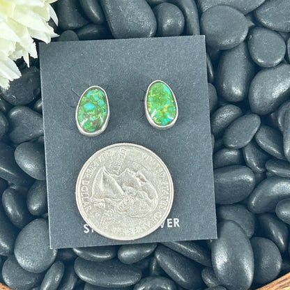 Navajo Sterling Sonoran Gold Turquoise Earrings - Marcella James - Turquoise Sunset!