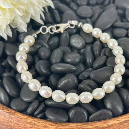 Freshwater Pearls Bracelet 6mm Hand Strung 6.5" - Bracelets - Turquoise Sunset!