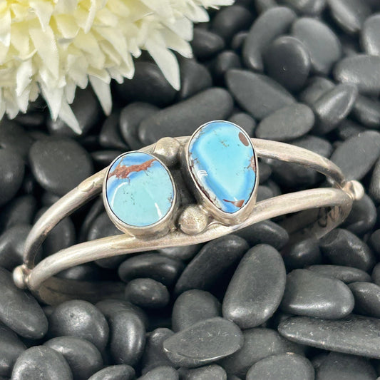 Navajo Sterling Silver Golden Hills Turquoise Cuff Bracelet - Bracelets - Augustine Largo - Turquoise Sunset!