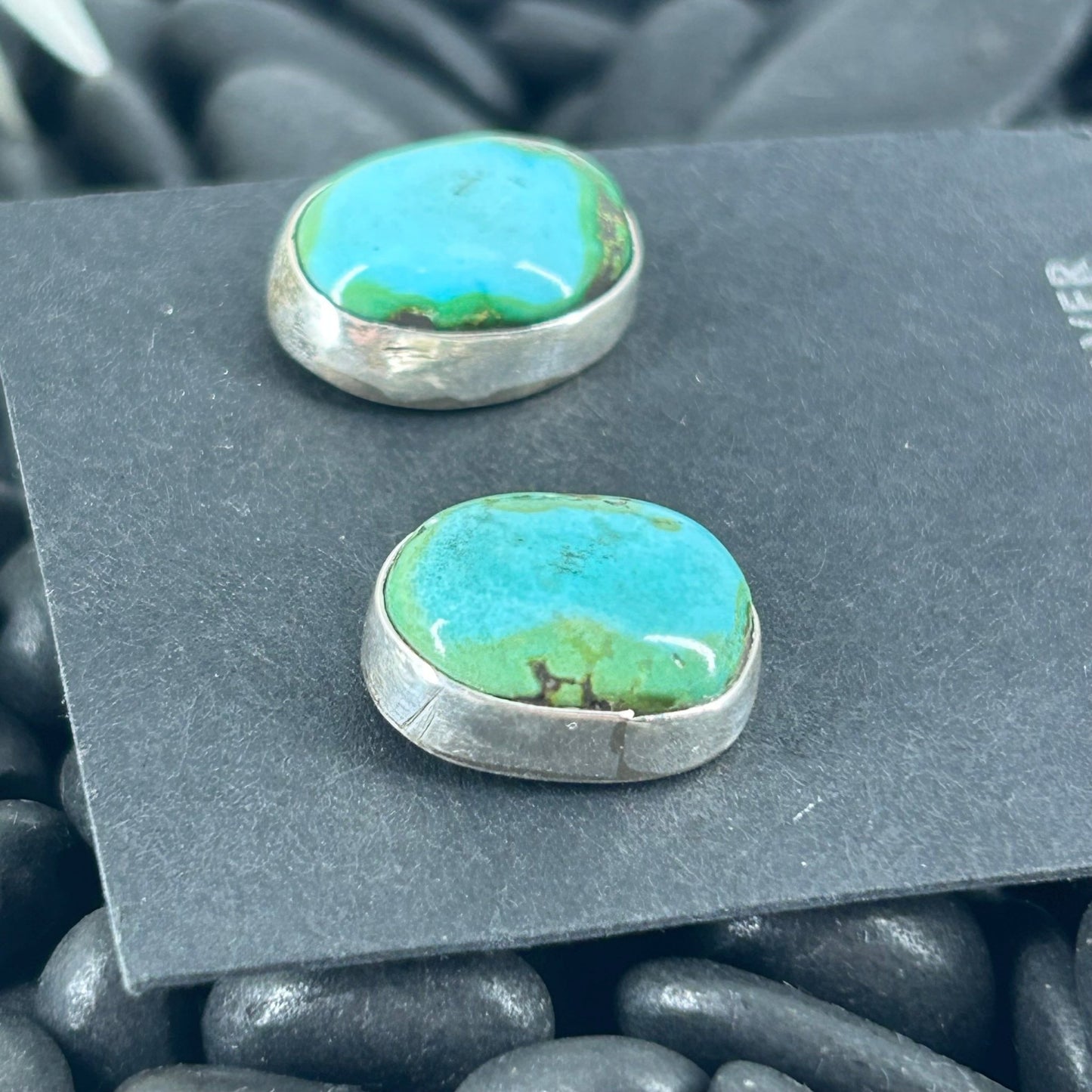 Navajo Sterling Sonoran Gold Turquoise Oval Shaped Earrings