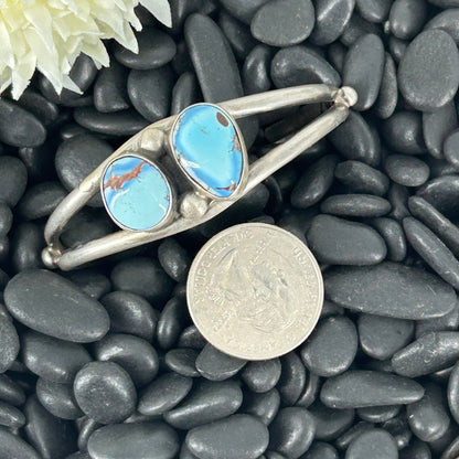 Navajo Sterling Silver Golden Hills Turquoise Cuff Bracelet - Augustine Largo - Turquoise Sunset!