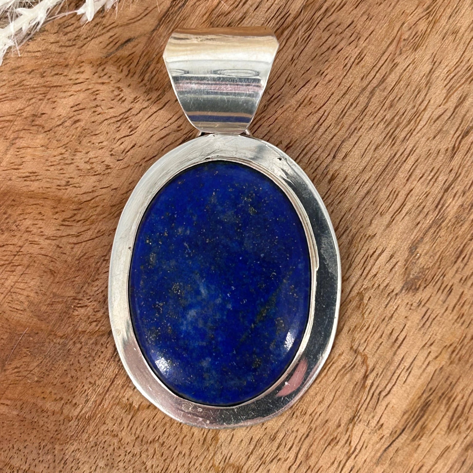 Navajo Sterling Silver Oval Blue & Gold Lapis Pendant - Pendant - Chimney Butte - Turquoise Sunset!