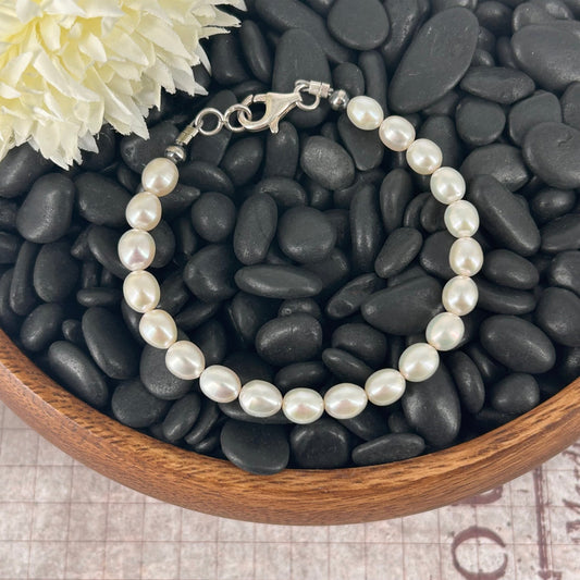 Freshwater Pearls Bracelet 6mm Hand Strung 6.5" - Bracelets - Turquoise Sunset!