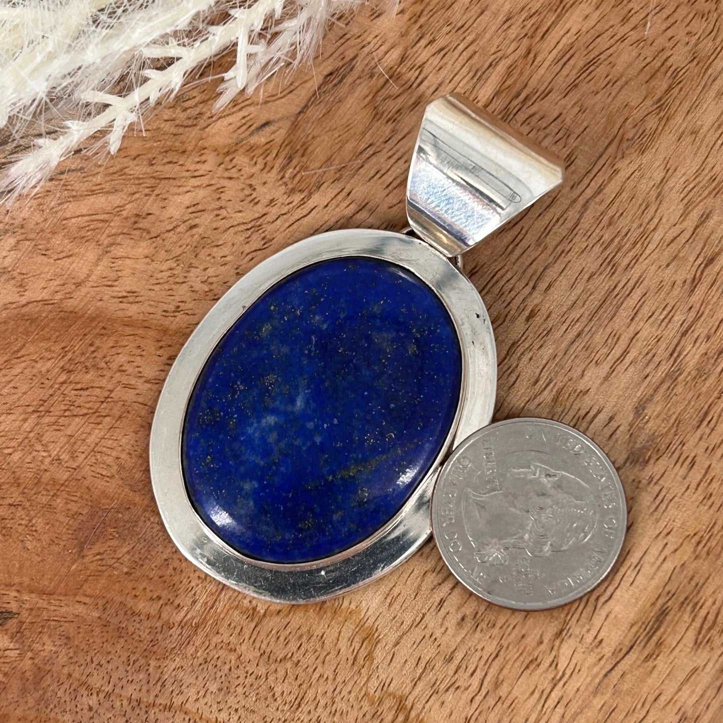 Navajo Sterling Silver Oval Blue & Gold Lapis Pendant - Pendant - Chimney Butte - Turquoise Sunset!
