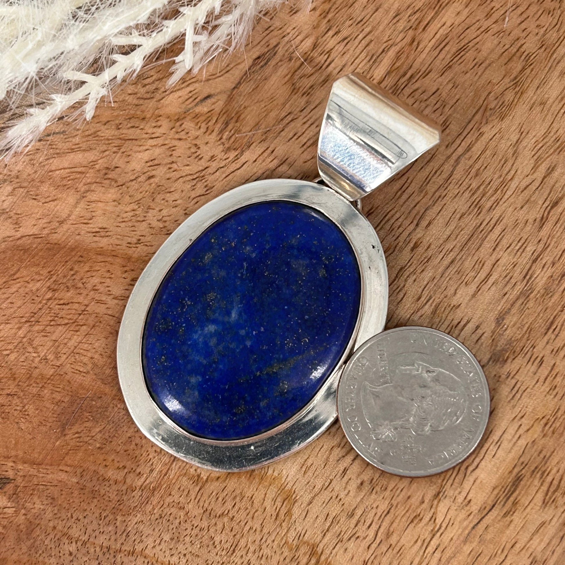 Navajo Sterling Silver Oval Blue & Gold Lapis Pendant - Pendant - Chimney Butte - Turquoise Sunset!