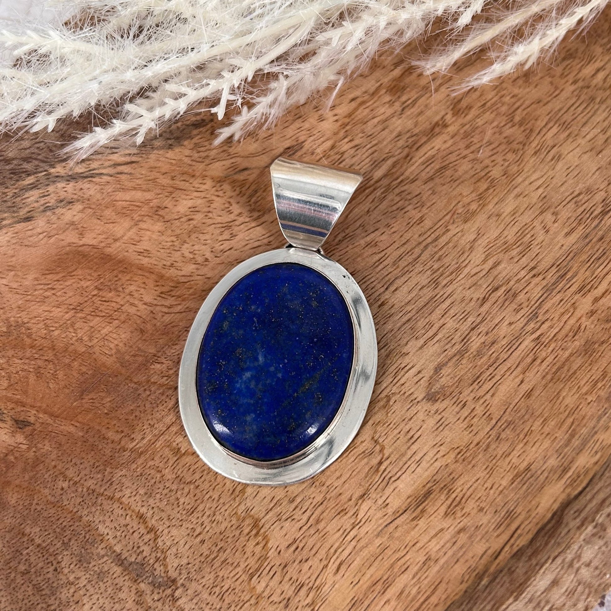Navajo Sterling Silver Oval Blue & Gold Lapis Pendant - Pendant - Chimney Butte - Turquoise Sunset!