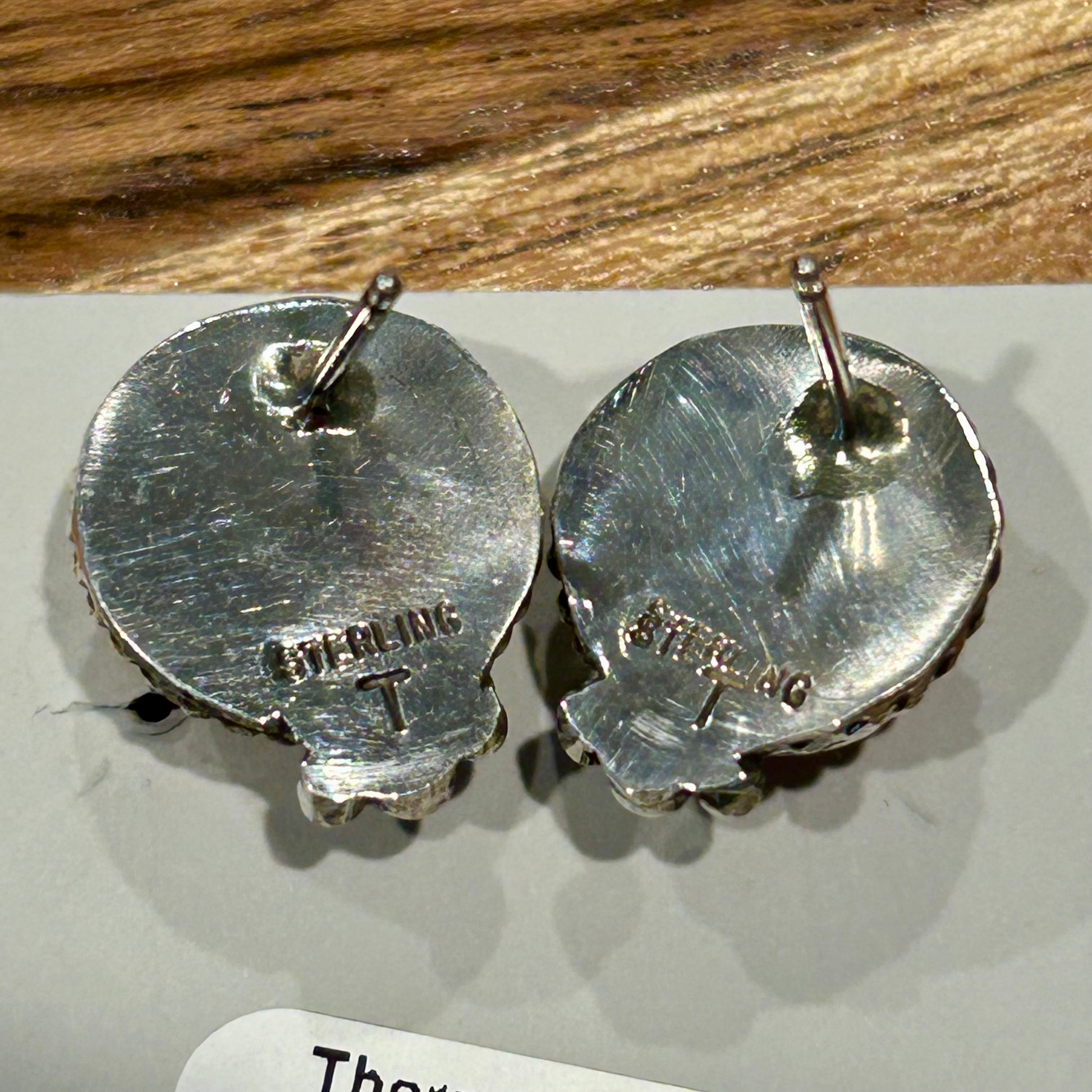 Navajo Sterling Spiny Braided Round Earrings - Earrings - Theresa Smith - Turquoise Sunset!