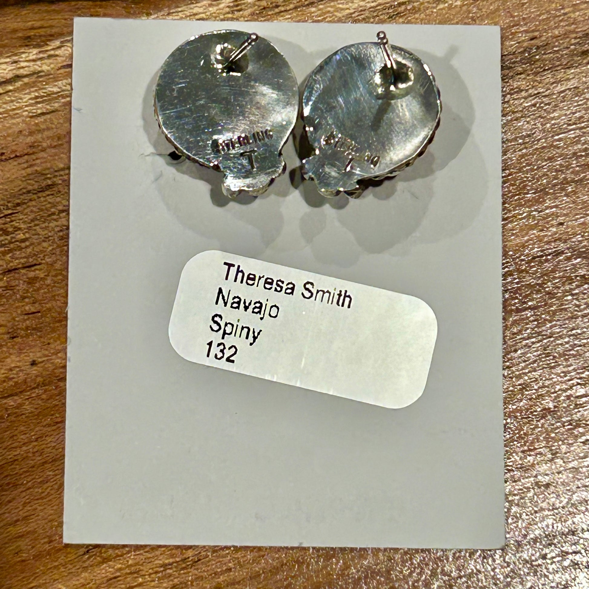 Navajo Sterling Spiny Braided Round Earrings - Earrings - Theresa Smith - Turquoise Sunset!