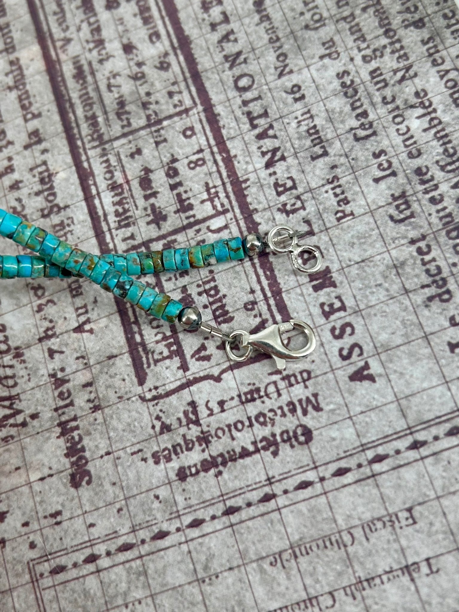 Kingman Turquoise Heishi 16" Necklace 4mm Beads - Turquoise Sunset!