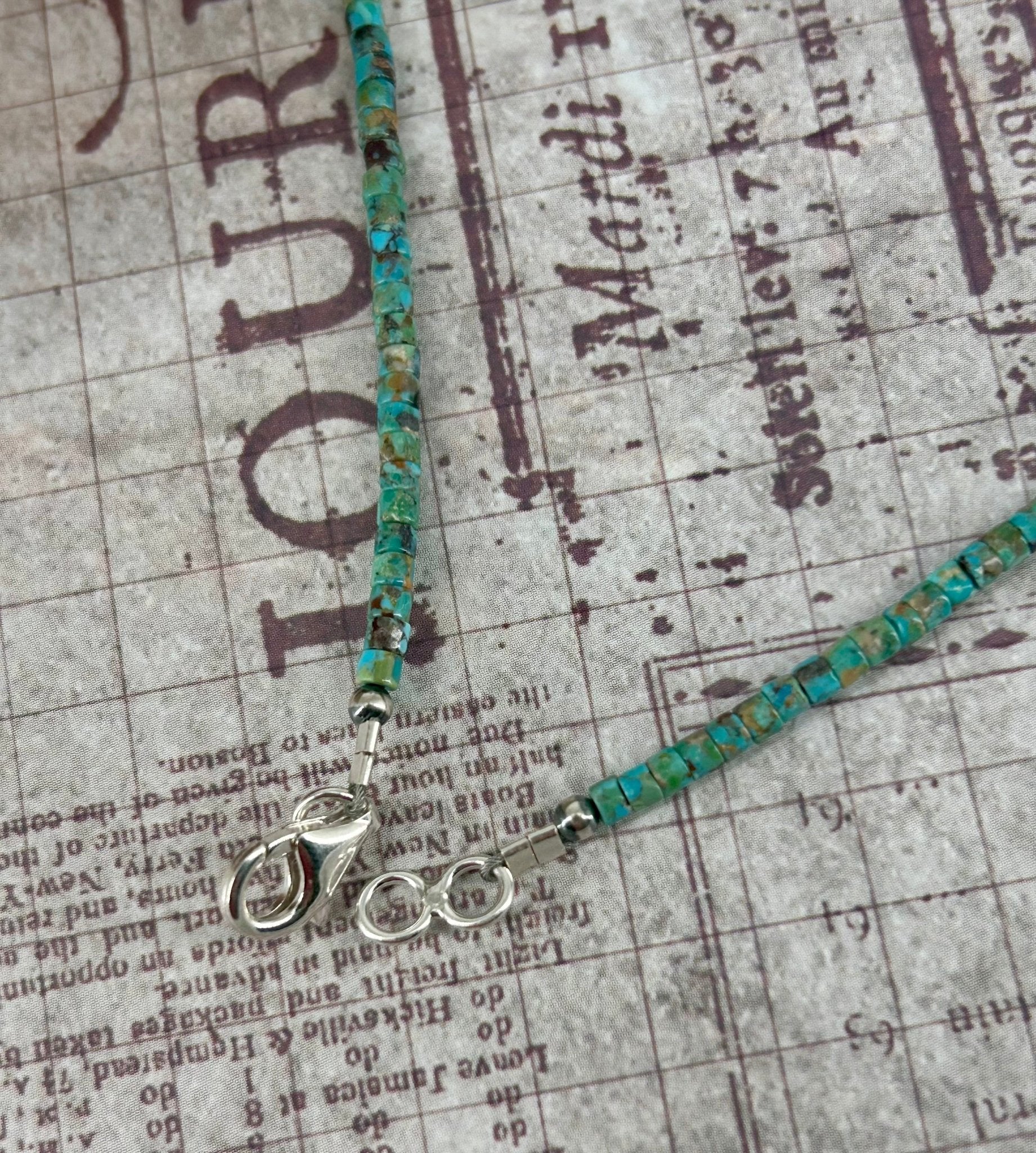 Kingman Turquoise Heishi 18" Necklace 3mm Beads - Turquoise Sunset!