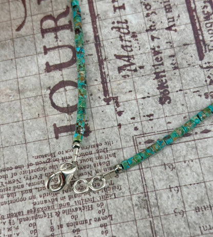 Kingman Turquoise Heishi 18" Necklace 3mm Beads - Turquoise Sunset!