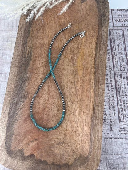 Kingman Turquoise Heishi 18" Necklace 4mm Beads - Turquoise Sunset!