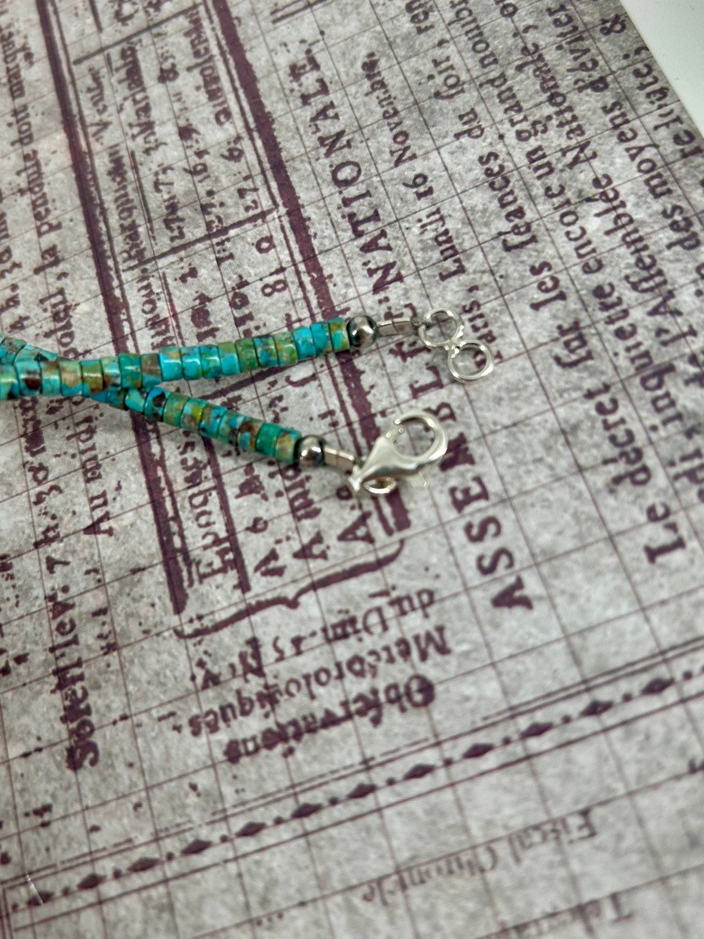 Kingman Turquoise Heishi 18" Necklace 4mm Beads - Turquoise Sunset!