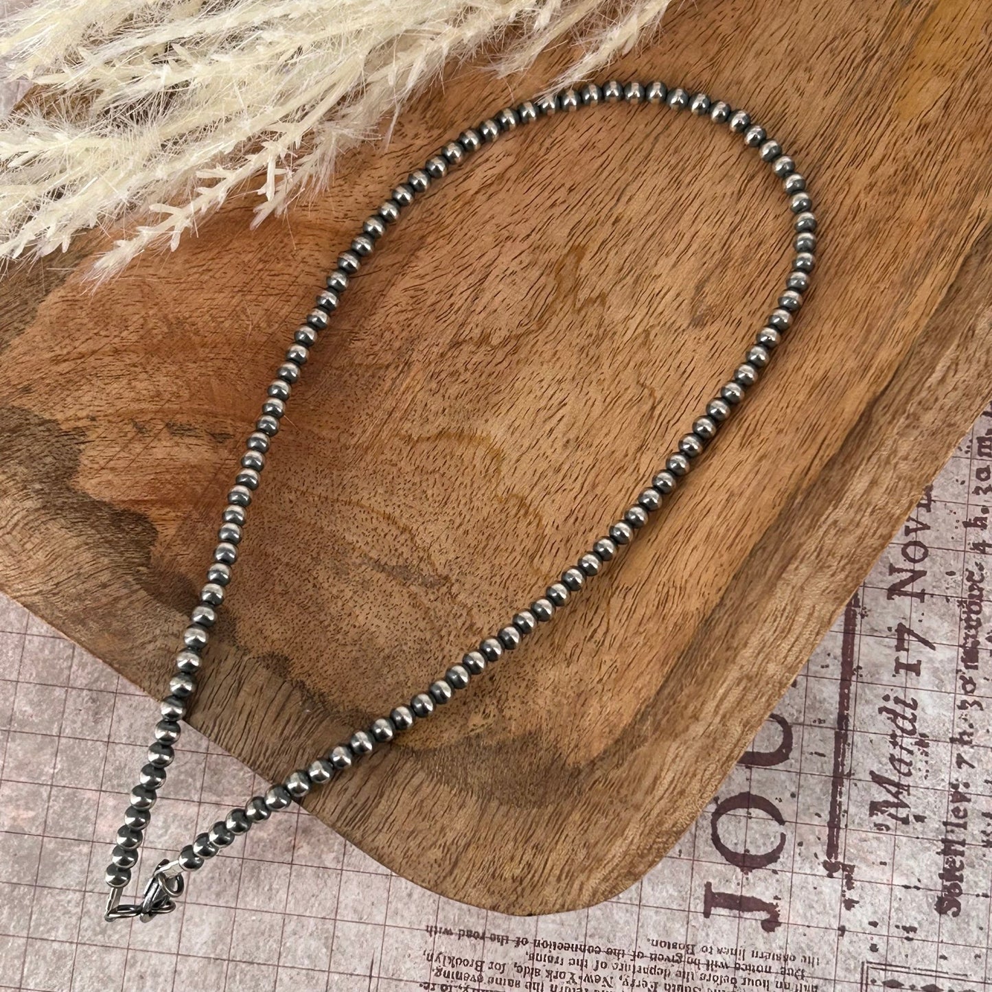 Sterling Pearls 16 inch Necklace 4mm Sterling Silver Hand Strung - Turquoise Sunset!