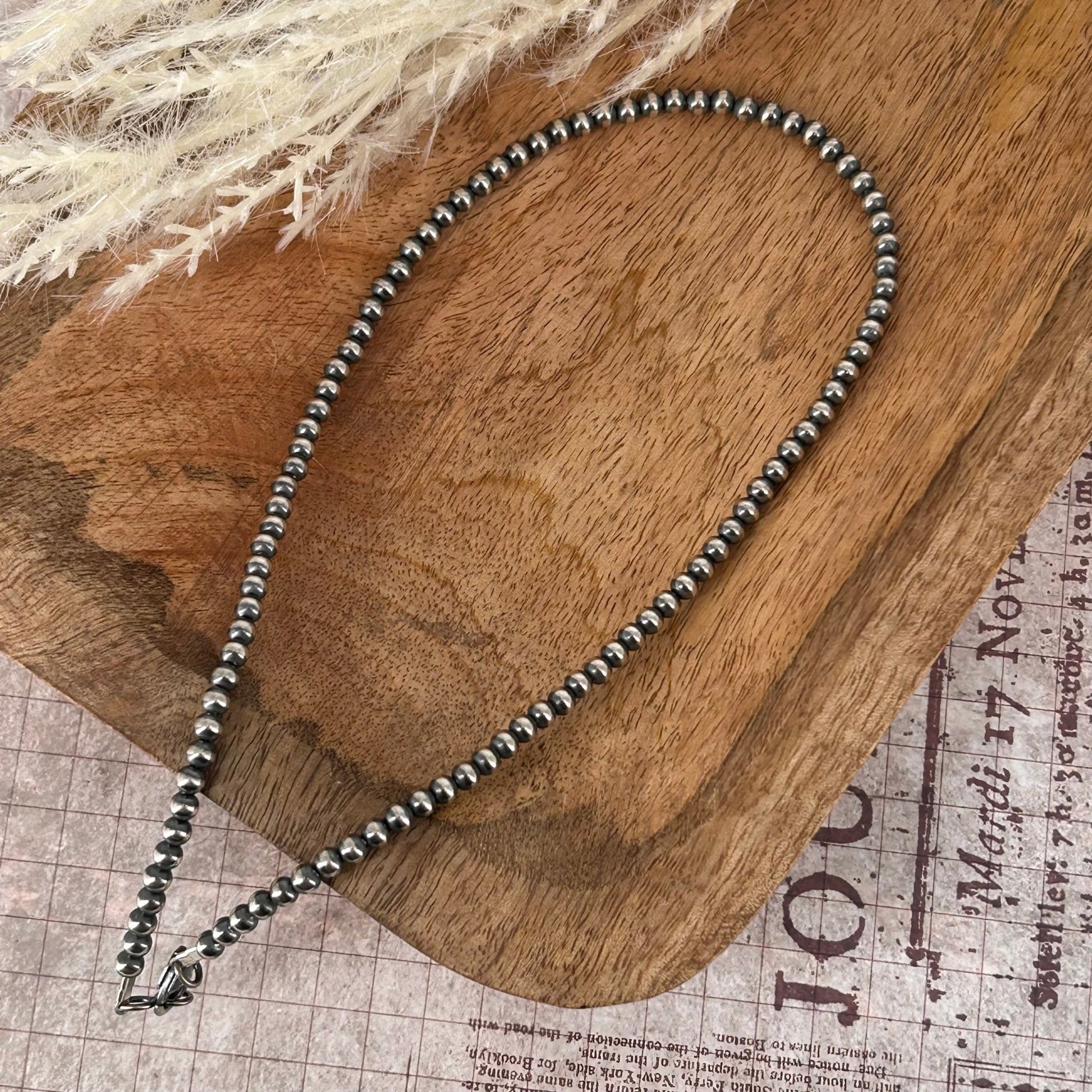 Sterling Pearls 16 inch Necklace 4mm Sterling Silver Hand Strung - Turquoise Sunset!