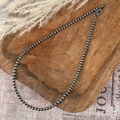 Sterling Pearls 16 inch Necklace 4mm Sterling Silver Hand Strung - Turquoise Sunset!