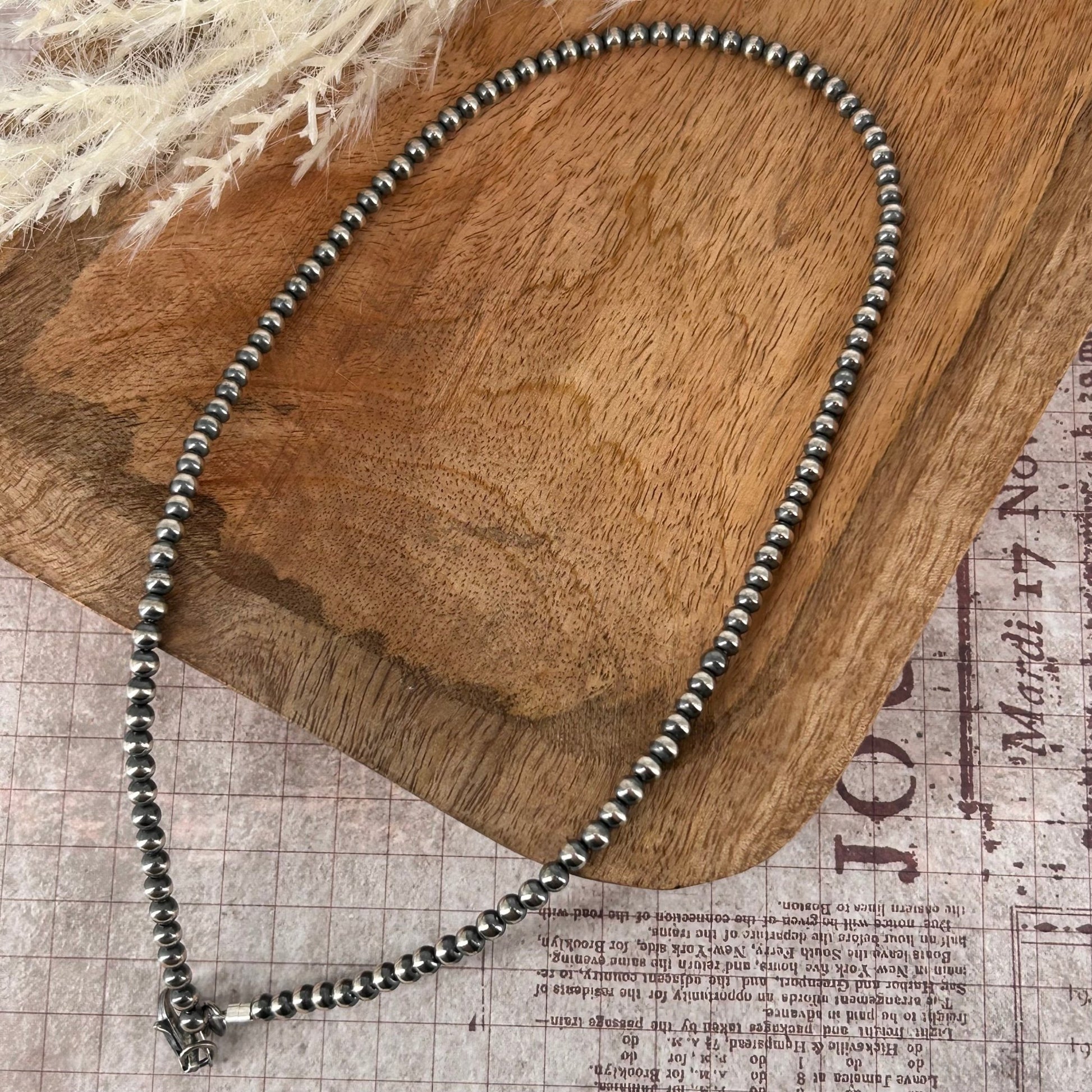 Sterling Pearls 18 inch Necklace 4mm Sterling Silver Hand Strung - Necklace - Turquoise Sunset!
