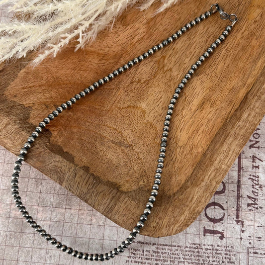 Sterling Pearls 18 inch Necklace 4mm Sterling Silver Hand Strung - Necklace - Turquoise Sunset!