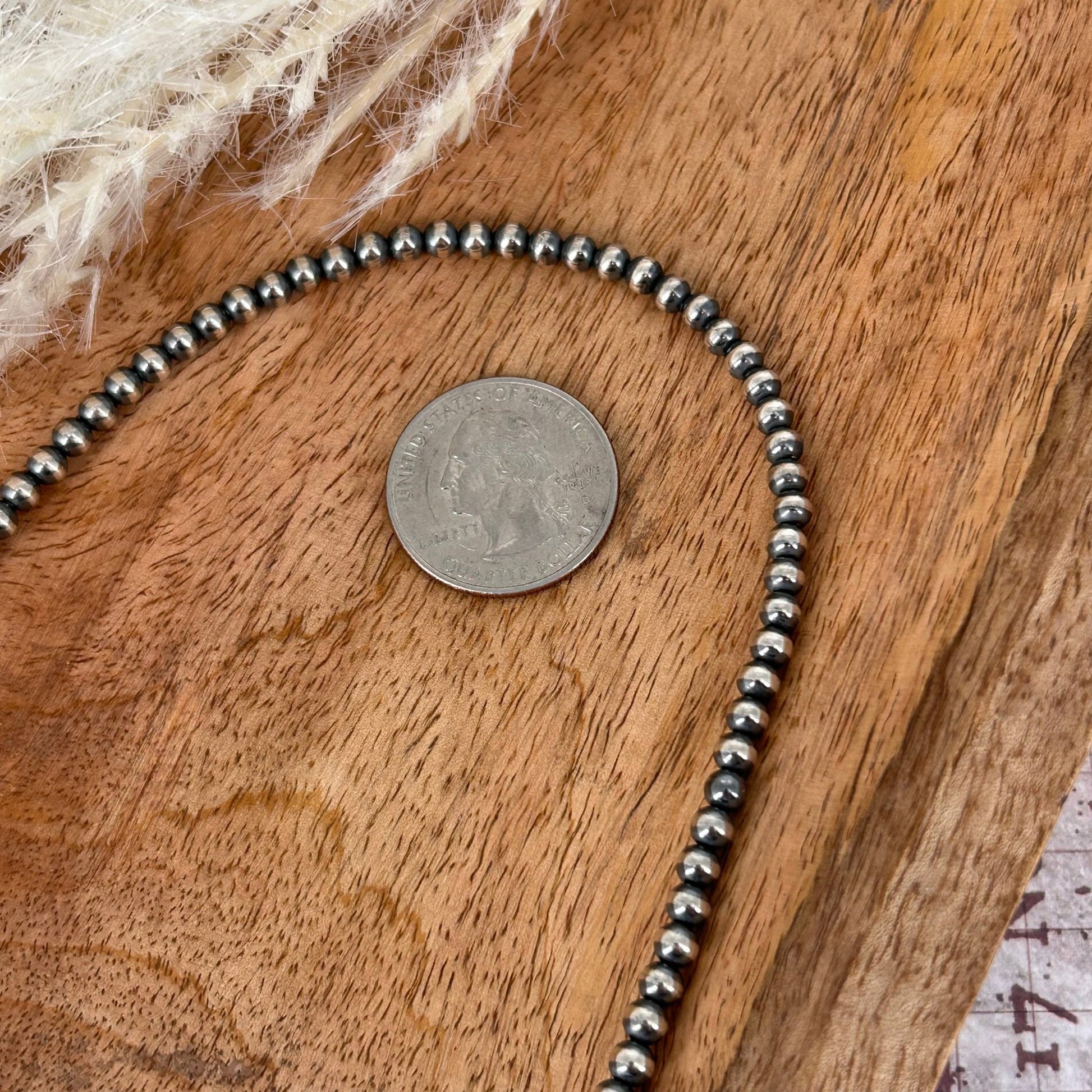 Sterling Pearls 18 inch Necklace 4mm Sterling Silver Hand Strung - Necklace - Turquoise Sunset!