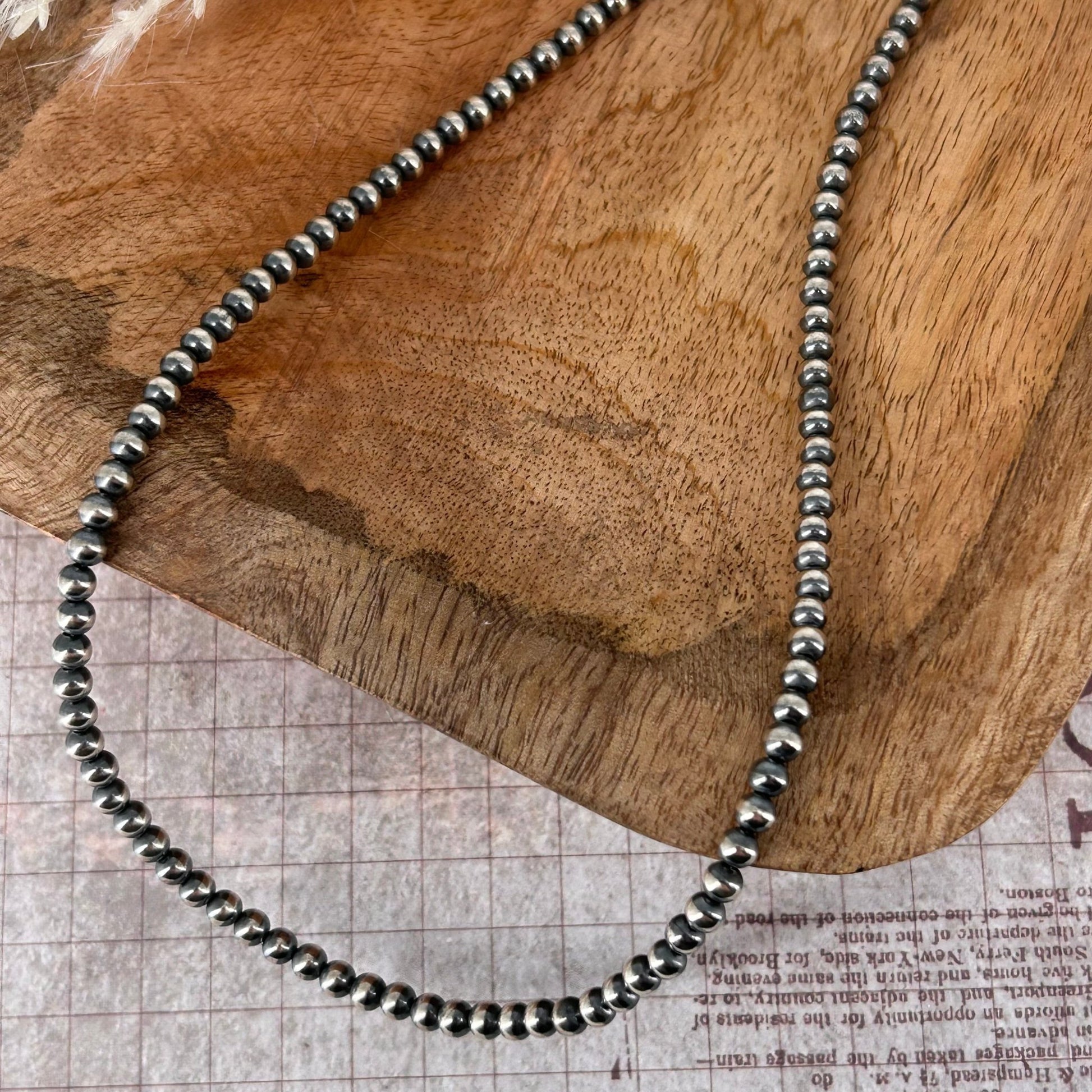 Sterling Pearls 18 inch Necklace 4mm Sterling Silver Hand Strung - Necklace - Turquoise Sunset!