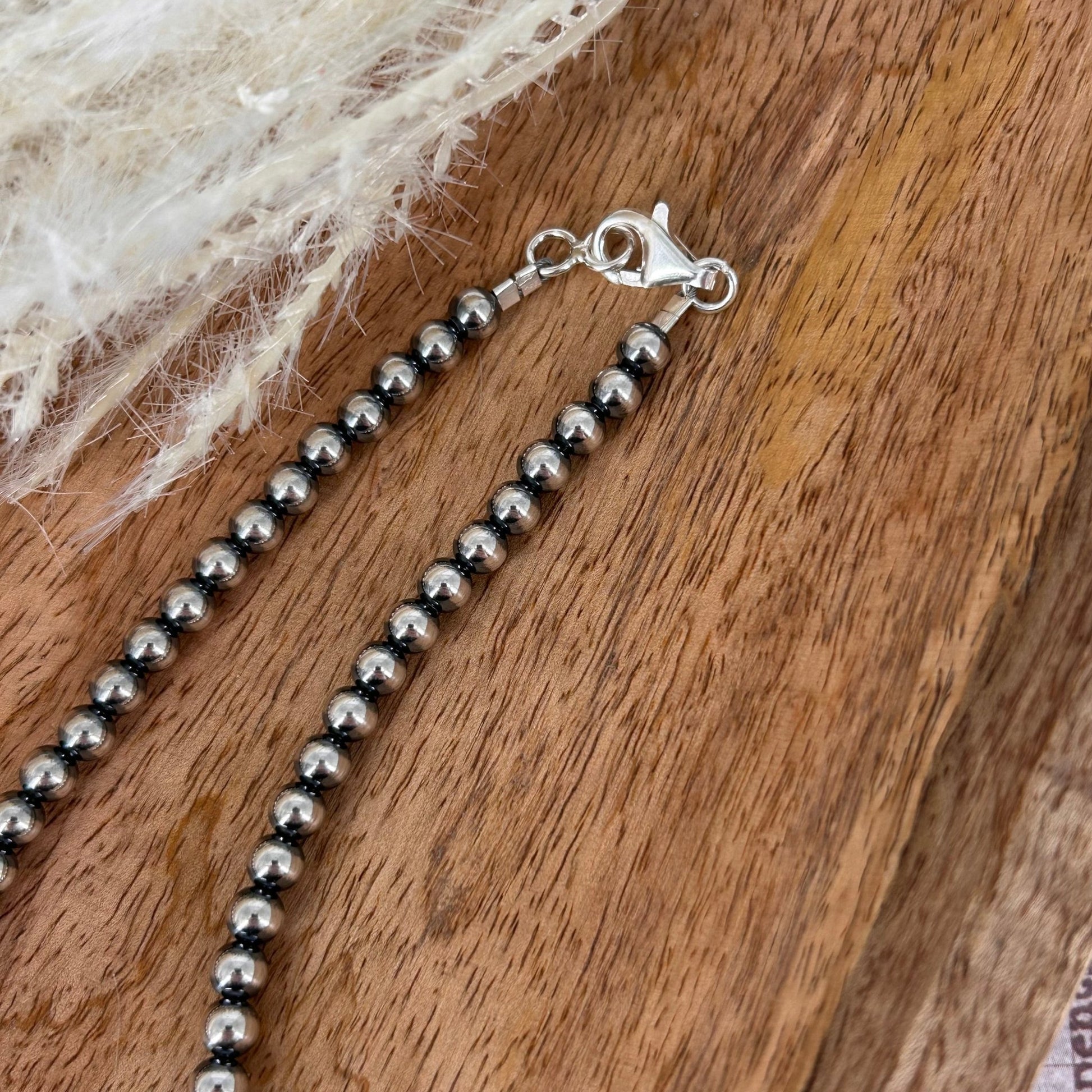 Sterling Pearls 18 inch Necklace 5mm Sterling Silver Hand Strung - Turquoise Sunset!