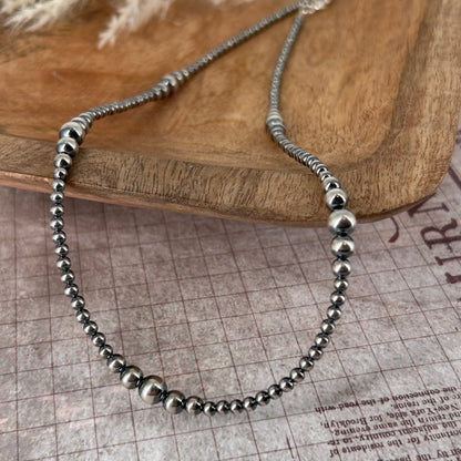 Sterling Pearls 18" Necklace 3mm - 6mm Transition Hand Strung - Turquoise Sunset!