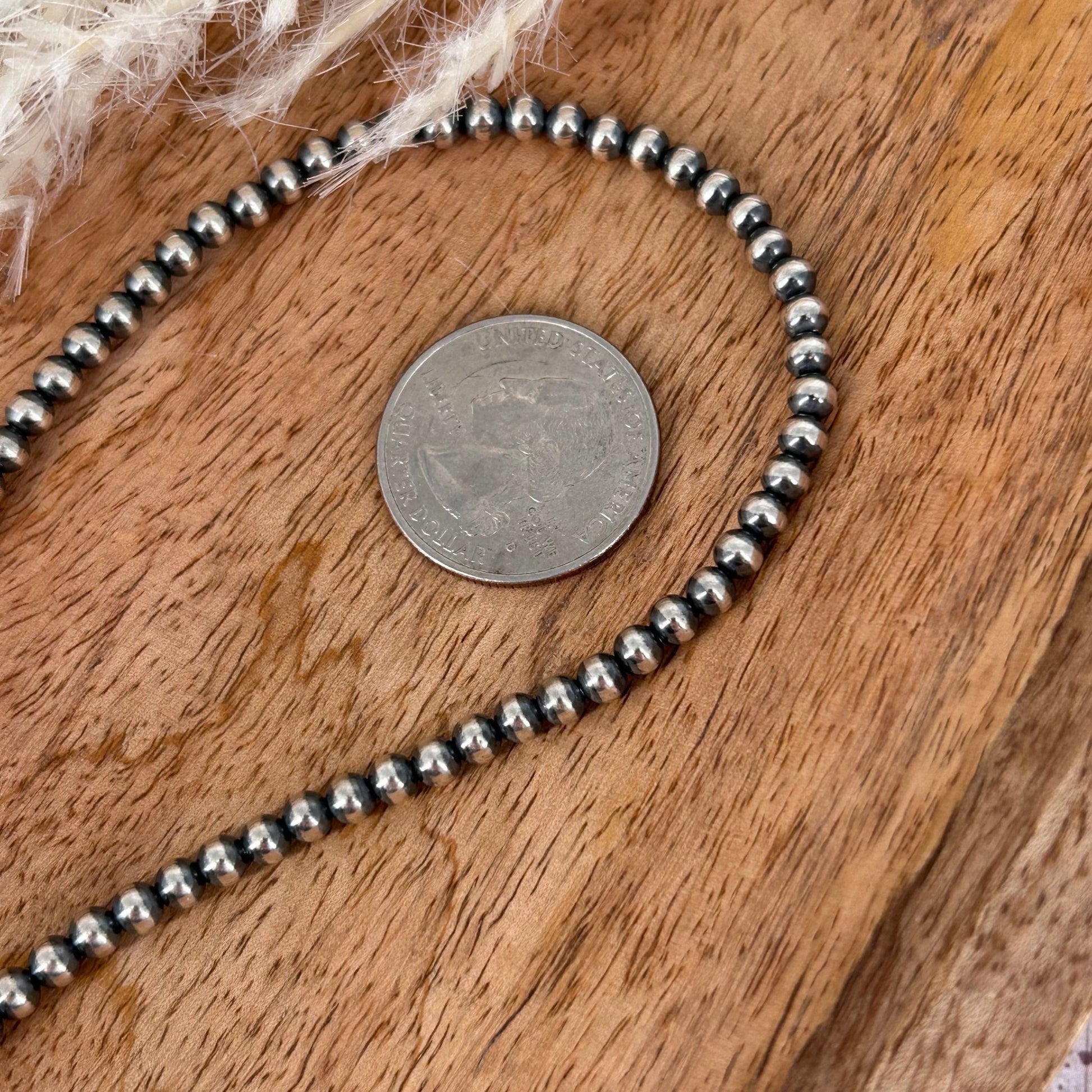 Sterling Pearls 20 inch Necklace 4mm Sterling Silver Hand Strung - Turquoise Sunset!