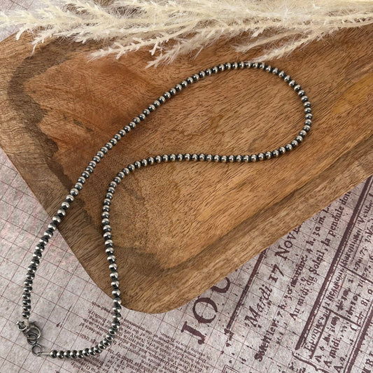 Sterling Pearls 20 inch Necklace 4mm Sterling Silver Hand Strung - Necklace - Turquoise Sunset!