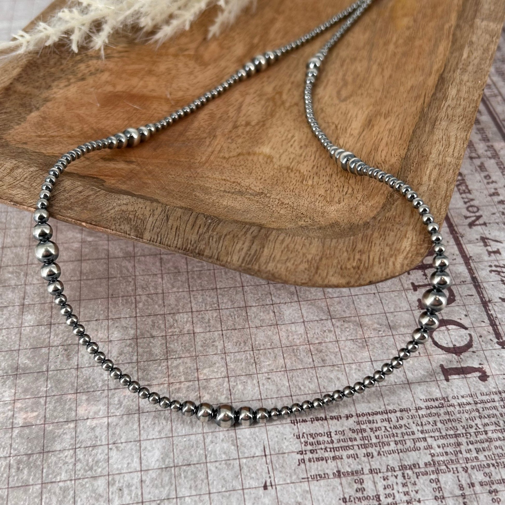 Sterling Pearls 22" Necklace 3mm - 6mm Transition Hand Strung - Turquoise Sunset!
