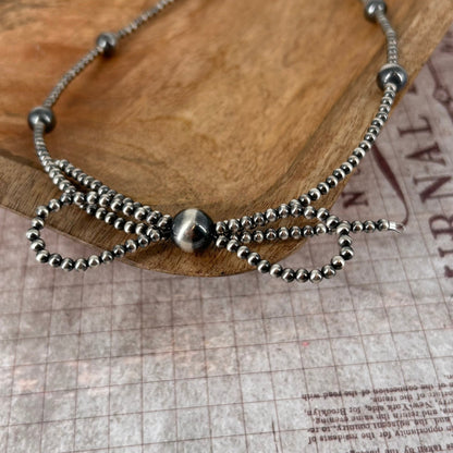 Sterling Pearls Bow 18" Necklace Sterling Silver Hand Strung - Turquoise Sunset!