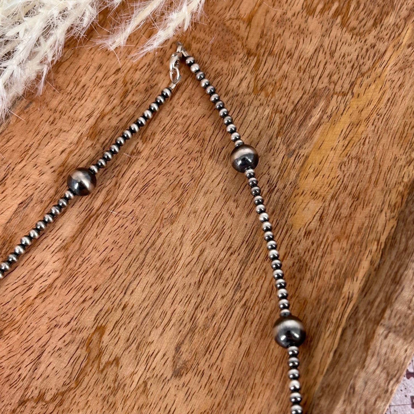 Sterling Pearls Bow 18" Necklace Sterling Silver Hand Strung - Turquoise Sunset!