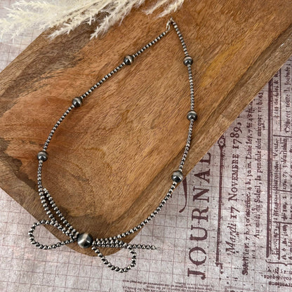Sterling Pearls Bow 18" Necklace Sterling Silver Hand Strung - Turquoise Sunset!