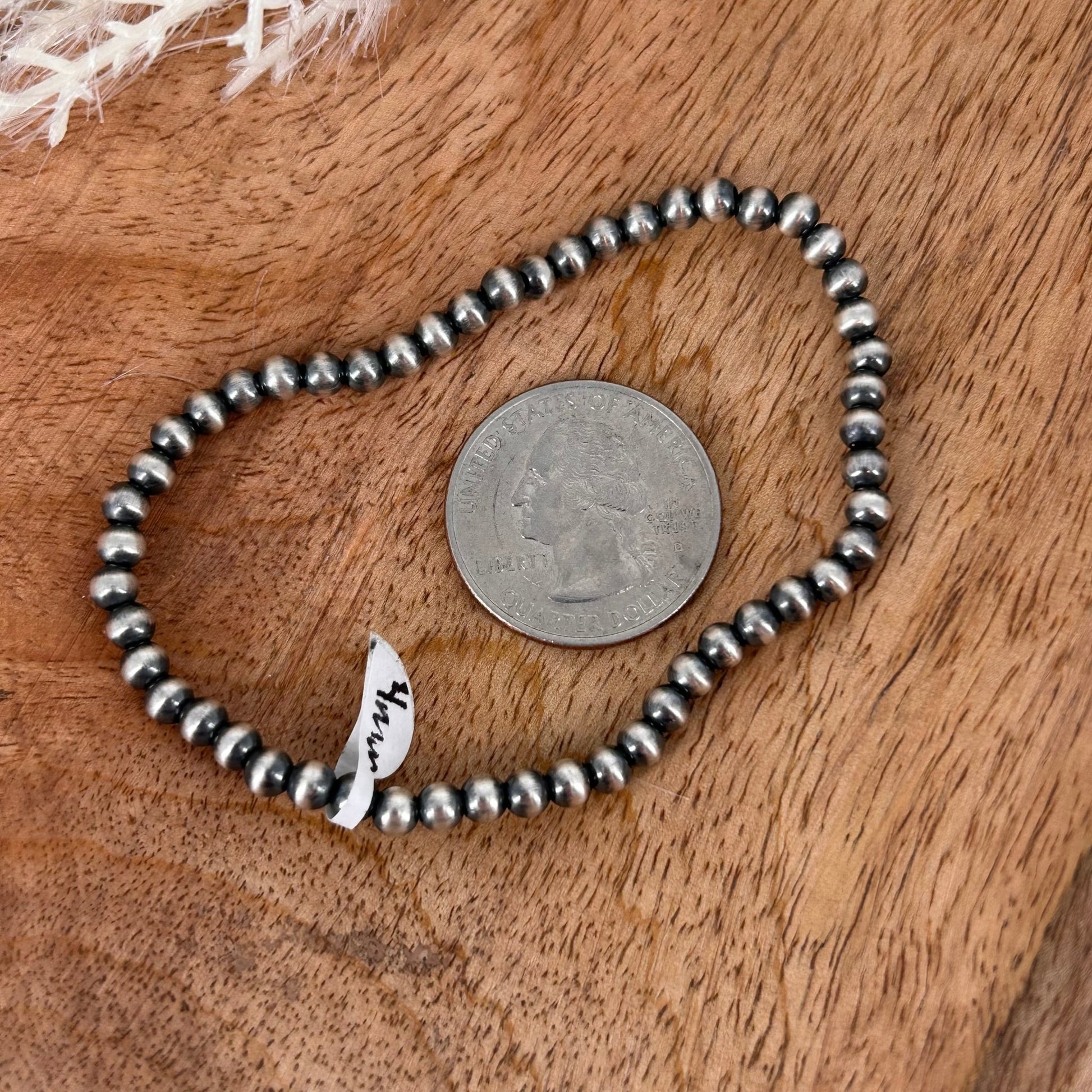 Sterling Pearls Stretch Bracelet 4mm Sterling Silver Hand Strung - Turquoise Sunset!