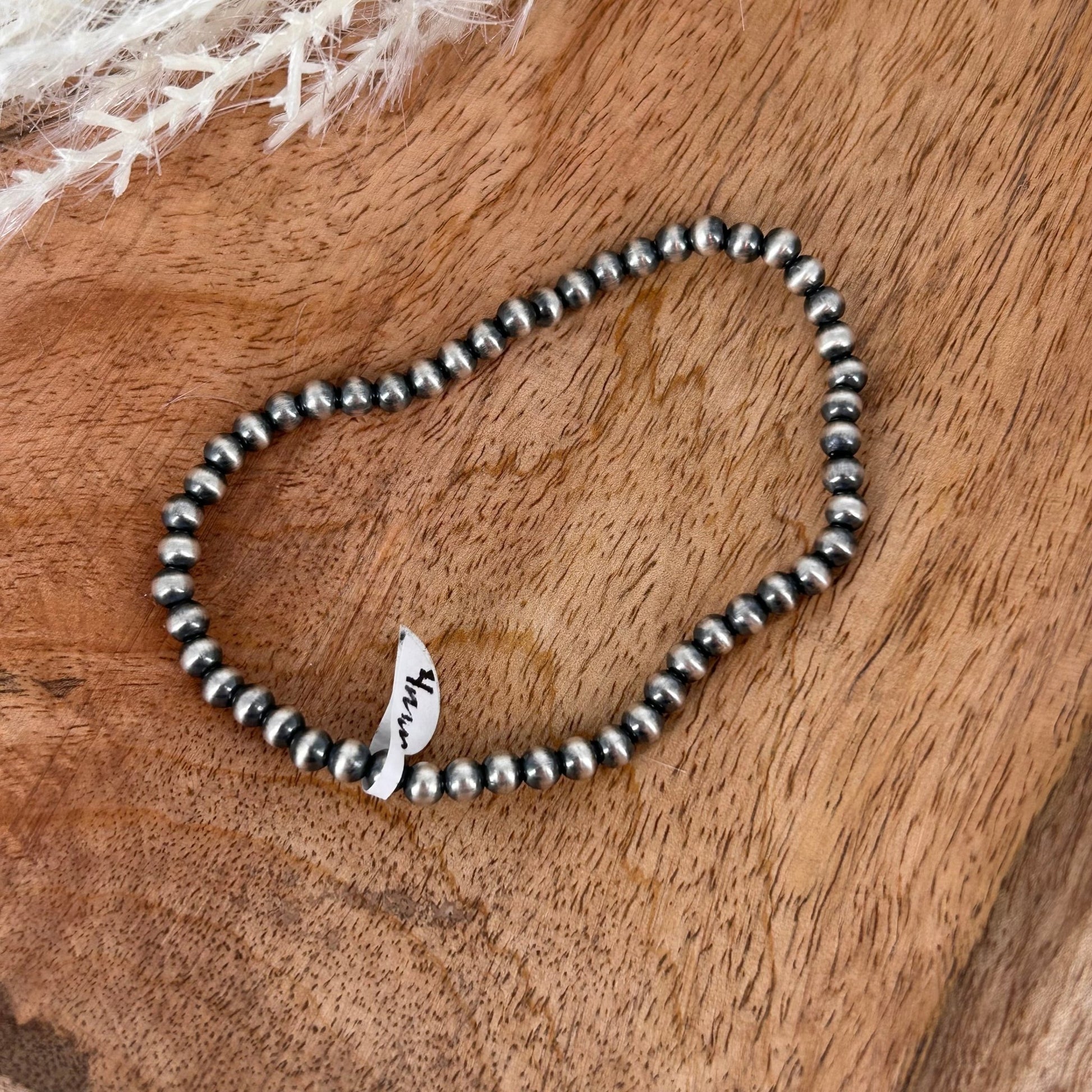 Sterling Pearls Stretch Bracelet 4mm Sterling Silver Hand Strung - Turquoise Sunset!