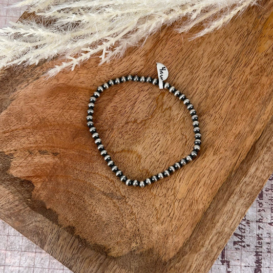 Sterling Pearls Stretch Bracelet 5mm Sterling Silver Hand Strung - Bracelets - Turquoise Sunset!